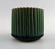 Arne Bang. Pottery Vase in fluted style. Marked AB 128.
