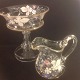 Sugar bowl and 
creamer
Painted with 
enamel floral 
and roses
Presumably 
Funen ...