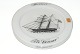 Ship plates. 
Holmegaard 
glassworks.
Fregat, 
Frederick VI 
1971
Schooner., 
Three Friends 
...