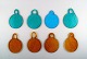 8 retro art glass hangers from Holmegaard in different colors - for decoration 
in a window, approximately 1969.