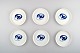 Bing & Grondahl Blue Koppel, 6 pcs. Round bottle holders / small platters # 361.