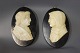 2 pieces 
wall-portraits 
in bone on 
wooden plates 
and in perfect 
condition.
H - 22,5 cm 
and W - ...