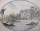 Unknown artist 
(18th cent.): 
View of a river 
with boats and 
classic houses 
on the banks. 
...