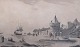 Unknown artist 
(18th cent.): 
Ships at a city 
fortress. Pen 
on paper. 
Unsigned. 12 x 
19 ...
