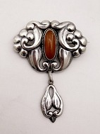 Jugend brooch 830 silver with amber sold