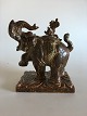 Royal 
Copenhagen Knud 
Kyhn Stoneware 
Figure No 21689 
Elephant with 
Ape in Sung 
Glace. 1st ...