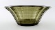 Art deco bowl. Edvard Hald for Orrefors/Sandvik.
Topaz coloured bowl with rigdes.