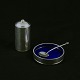 Georg Jensen 
Sterling Silver 
Salt Cellar 
with Blue 
Enamel with 
matching Salt 
Spoon and 
Pepper ...