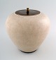 Large Saxbo stoneware vase with matching bronze lid, decorated with beautiful 
eggshell glaze.