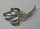 Silver Brooch - 
branch with 
leaves - Herman 
Siersbøl, 
Copenhagen, 
Denmark (after 
1948). Stamped. 
...