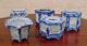 Porcelain. 
Collection of 
blue/white 
Chineese 
censers ca. 
1880