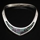 Sterling Silver 
Neckring with 
Malachite and 
Onyx.
Stamped Mexico 
& 925S
Diameter 11,5 
cm. / ...