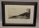 Carl Bloch Etching 1883 29 x 40 cm in old black wooden frame