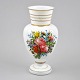 Opal glass vase 
app. 1900, 
handpainted 
with flower 
decoration. H.: 
29 cm.