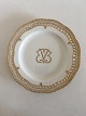 Royal 
Copenhagen 
Flora Danica 
Plate with 
Pierced Border 
and Monogram. 
2nd Quality. In 
nice whole ...