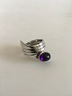 Hans Hansen 
Sterling Silver 
Ring with 
Amethyst. Ring 
Size 61 / US 9 
1/2. Weighs 9 g 
/ 0.32 oz. ...