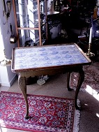 Rococo tile table of painted wood