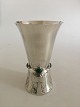 Georg Jensen 
Sterling Silver 
Vase no. 116 
ornamented with 
4 green agates. 
With GJ marks 
from ca. ...