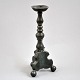 Pewter alter candlestick. 17/18 thC. Baroque. Profiled stem and ball feet. Height: 33 cm.