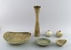 Six pieces Carl-Harry Stålhane and Gunnar Nylund, Rörstrand / Rorstrand, large 
vase, two smaller vases, large stoneware bowl, two small bowls. Two by Gunnar 
Nylund.