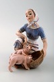 Rare Dahl Jensen No. 1313 Girl with piglets by Linda Roerup.
