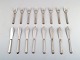Georg Jensen Pyramid fish cutlery of sterling silver for 8 people.
Consisting of eight fish forks, eight fish knives.
