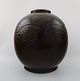 Nils Thorsson for Royal Copenhagen. Large jar in stoneware, motifs in the form 
of sea plants and fish. Mid 20 c.