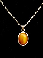 Sterling silver necklace and From amber pendant