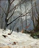 Milton Jensen, 
Carl (1855 - 
1928) Denmark: 
Winter Scene 
with walking 
man. Oil on 
carton. Signed: 
...