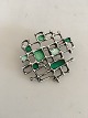 David Andersen Sterling Silver Brooch with Green enamel