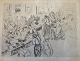 Liebermann, Max 
(1847 - 1935) 
Germany: Aus 
dem 
Judenviertel, 
Amsterdam, 
Karrenhandel. 
Etching. ...