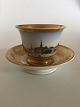 Royal Copenhagen Antique Morning Cup with handpainted motif of Borsen (exchange) 
and Holmens Church from 1820-1850.