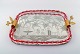 Murano, Italy, 
Art glass 
rectangular 
tray with 
mirror coating, 
floral pattern 
with galant 
scene, ...