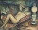 Johansen, Einar 
(1893 - 1965) 
Dänemark: A 
liegende 
Modell. 
Aquarell. 
Signiert: 
Monogramm. 51 x 
...