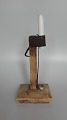 Swedish common blunt candlestick Wood and iron tin1800sHeight 23.5cm Feet 13.5 x 12cm.