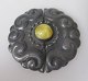 Belt buckle, 
silver-plated, 
art nouveau, 
approx. 1910 
with yellow 
stone, Denmark. 
Stamped. Dia 
...