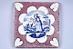Dutch tile, 
blue and 
manganese 
decorated, 
approx. 1750. 
Decoration of a 
shepherdess. 13 
x 13 cm. ...