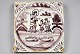 Dutch tile, 
manganese 
colored, 1800 - 
1850. 
Decoration with 
bible motif. 13 
x 13 cm. Corner 
...
