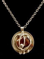 DS handmade Denmark vintage necklace  and pendant with amber