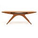 Johannes Andersen: Sofabord "Smilet". Formgivet 1957, teak. H: 51cm. L: 134cm. 
B: 51cm