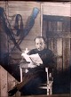 Memorabilia. 
Unknown 
photographer 
(20th century): 
Portrait of man 
in chair 
reading "No 
news from ...
