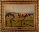 Gunnar Bundgaard listed danish artist (b. Aalborg 1920, d. 2005) Oil on canvas: 
Cows on field.