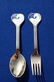 Michelsen set Christmas spoon and fork 1978 of 
gilt sterling silver