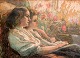 Tuxen, Lauritz 
(1853 - 1927) 
Denmark: 
Portrait of the 
artist's two 
girls. 
Chromolithograph.
 ...