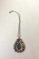 Early Georg 
Jensen 826 
Silver pendant 
with 
chrysoprase No 
14.
Measures 5.1 
cm x 3.8 cm / 2 
...