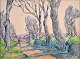 Morton, James Hargreaves (1881 - 1918) United Kingdom. An allè. Watercolor / pastel on paper. ...