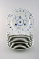 Bing & Grondahl, B&G blue fluted, 12 dinner plates.
