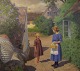 BRENDEKILDE Hans Andersen, (1857-1942) Important danish artist.
Summer idyll in a village with a girl and woman with a basket on the road.