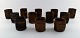 Gutte Eriksen, own workshop, twelve ceramic cups.
1950s.