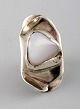 Swedish modernist sterling silver ring with stone in organic form.
